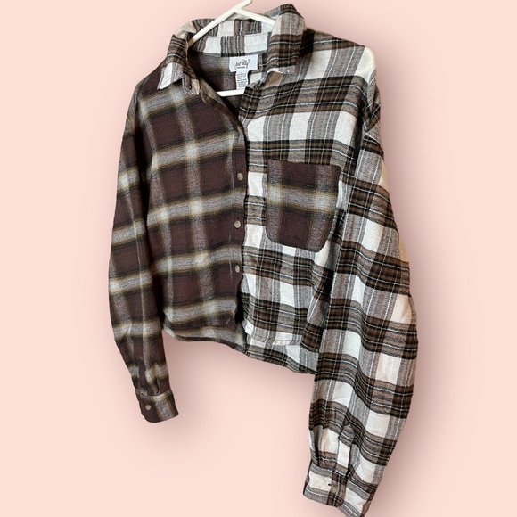 Just Polly Reworked Plaid Crop Top - Picture 2 of 8